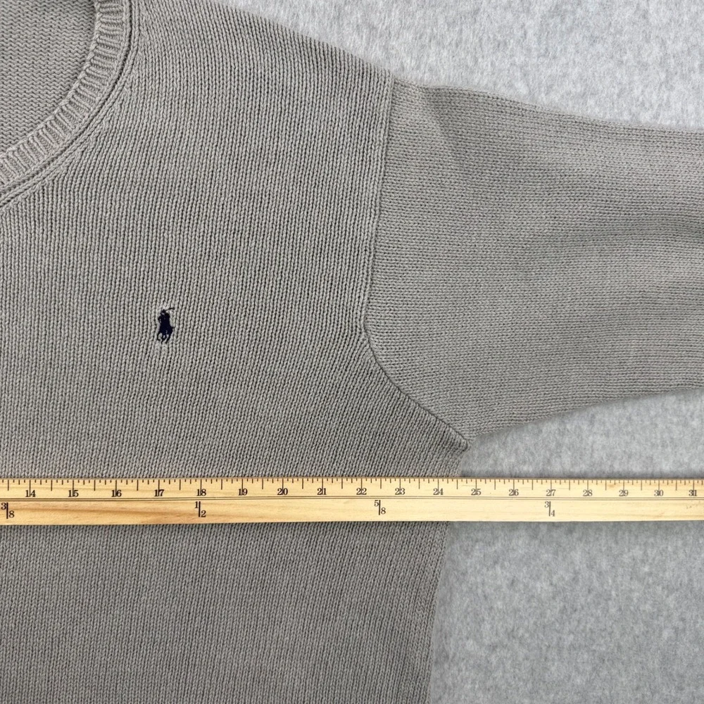 Vintage Polo Ralph Lauren Sweater Mens XL Gray V Neck Linen Blend Knit Pullover